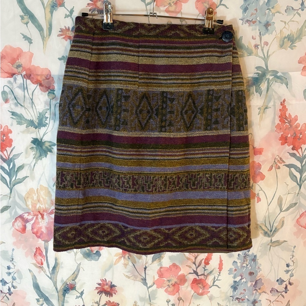 Vintage Casual Corner Multicolor Patterned Pencil Skirt